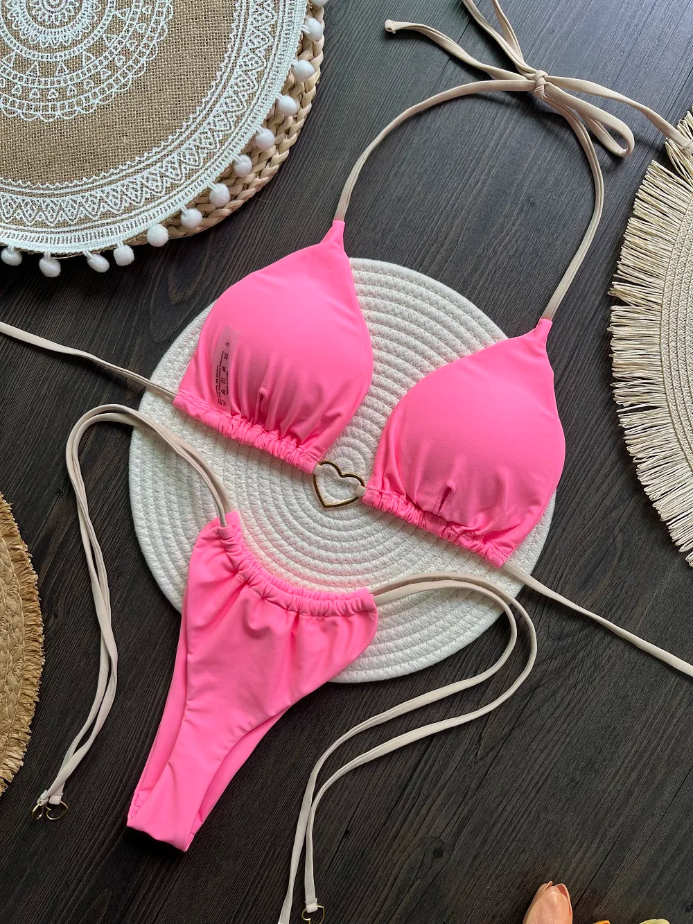 RUOTONSEPT Szexi Pántnélküli Egyszínű Bikini Szett Női Fürdőruha Kétrészes Háromszög Tanga Fürdőruha Brazil Bikinik