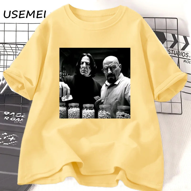 Vintage Walter in Lab póló Férfi Breaking Bad póló Vicces grafikus pólók Unisex pamut rövid ujjú póló Utcai viselet
