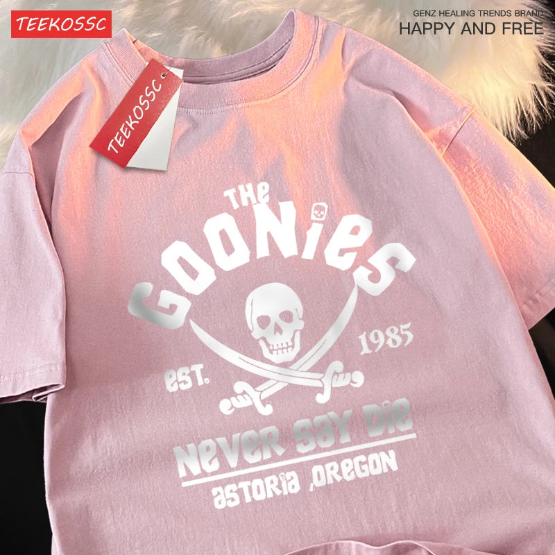 A Goonies Never Say Die pólók Férfi Női Kényelmes, kereknyakú Lélegző pamut Utcai laza páros ruházat