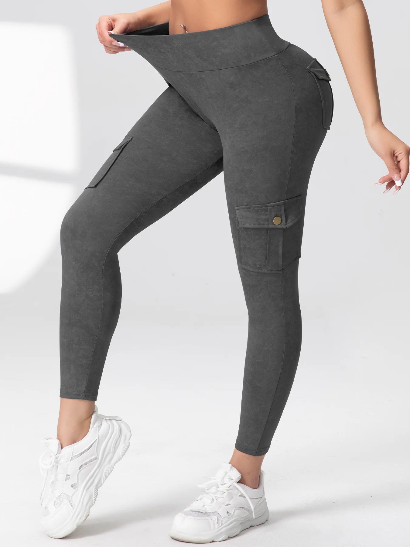 Zsebes edzőnadrág női magas derekú divatos fitnesznadrág vékony, rugalmas, kültéri, kényelmes sportleggings