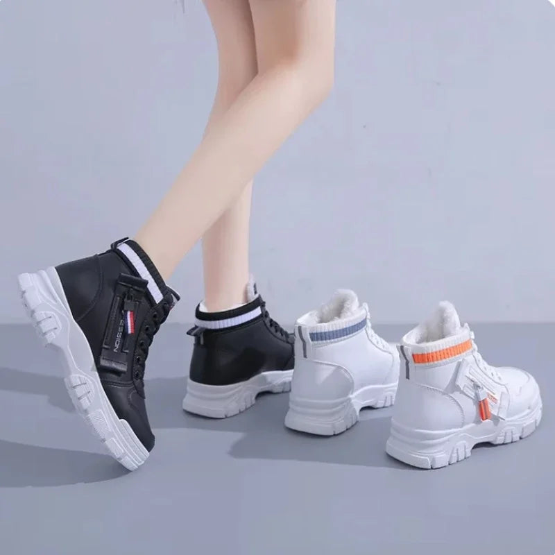 Női cipők, téli női csizma, divatos bársony pamut cipők, bokacsizma, platformcipő, magas szárú női tornacipő, Zapatos