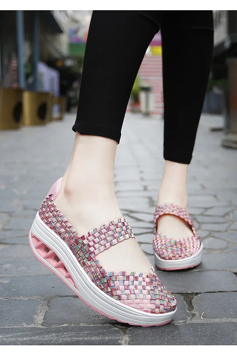 2025 Új Női Cipők Kézzel Szőtt Alkalmi Cipők Vastag Alsó Lélegző Egyszemélyes Szandálok Slip-on Lazy Travel Shoe Chaussure Femme