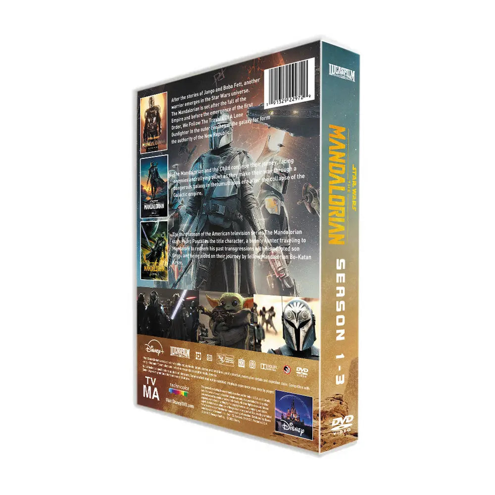 Star Wars film: A mandalóri 7 db-os DVD Din Djarin 1-3 évad díszdobozban Super Definition képlemez Cosplay angol lemez ajándékok
