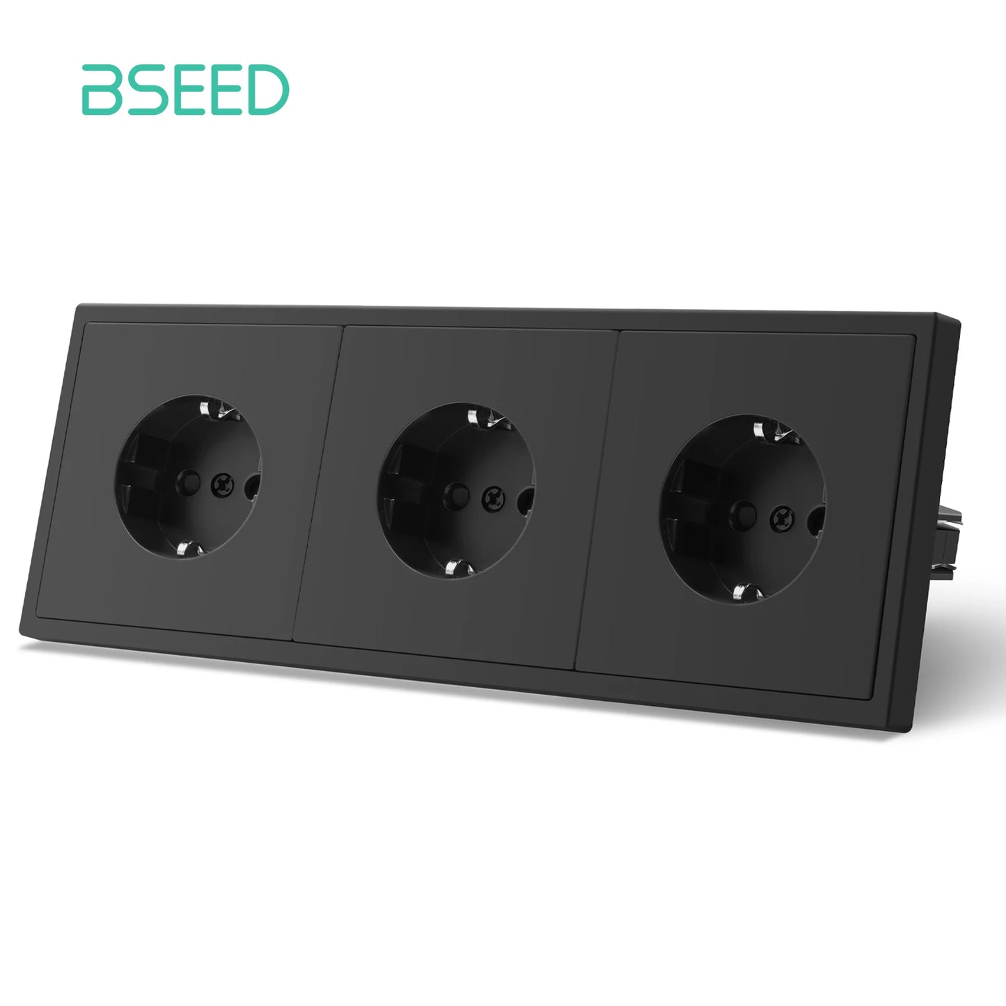 BSEED 1/2-es mechanikus gombos kapcsolók, 1 állású, EU fali aljzatok, USB tápcsatlakozókkal, műanyag panel, LED-ek nélkül, fekete sorozat