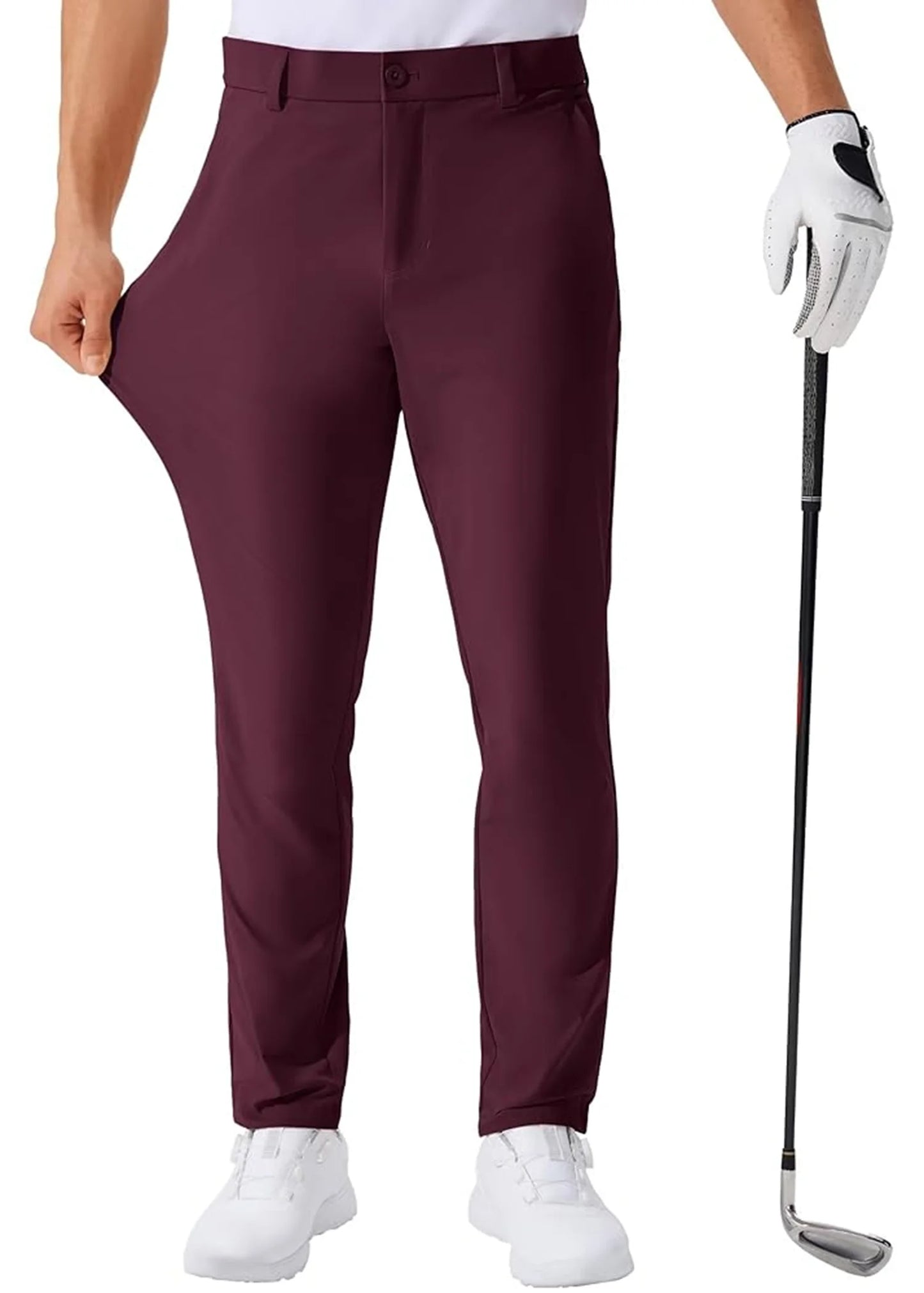 Férfi lezser golfnadrág, rugalmas, vékony, egyenes, könnyű, minőségi üzleti nadrág, golf sportnadrág, 30-34-es belső szárhossz