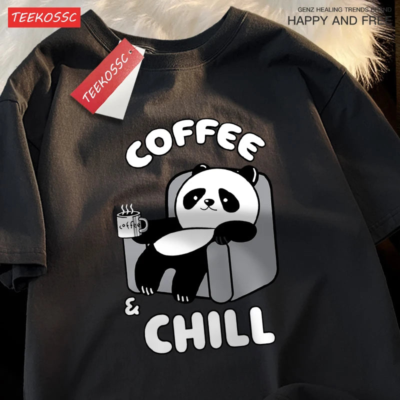 Kávé Panda Élvezi az időt Pólók Férfi Női