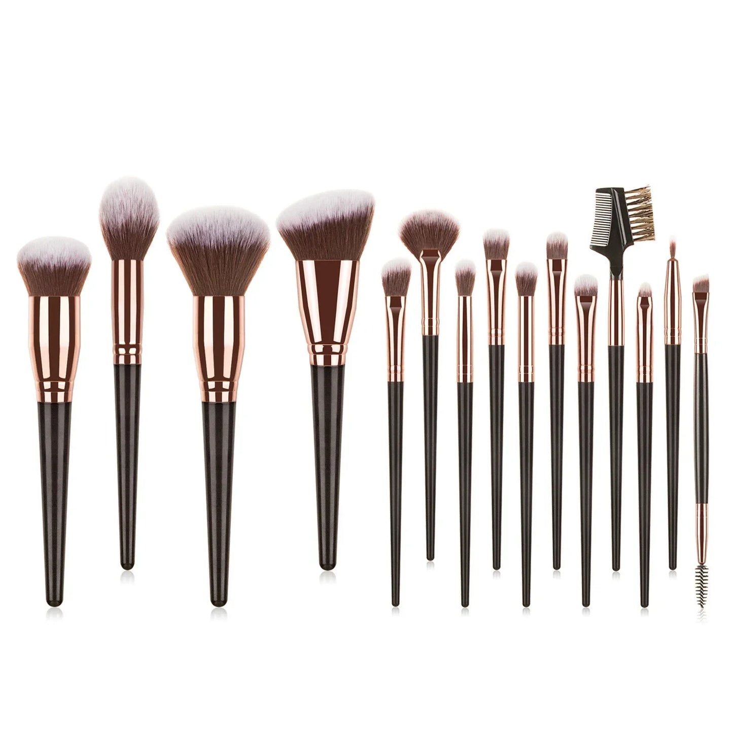 Sminkecset készlet, 15 db-os arc- és szemsminkecset készlet – alapozó púder pirosító ecset, szemhéjfesték szemceruza szemöldök ecset, highlighter ecset