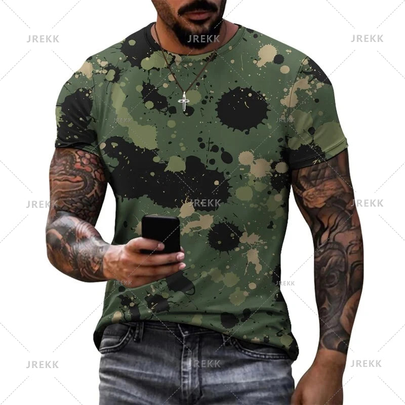 Férfi nyári álcázó mintás, erdei pólók, 4XL méretben