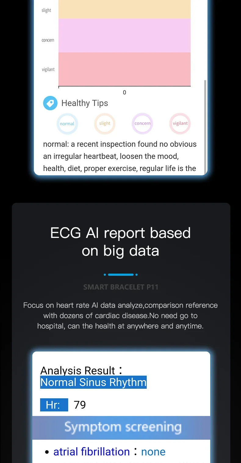 Smartwatch EKG intelligens csuklópánt vízálló P11 Plus intelligens karkötő aktivitáskövető vér oxigén intelligens karkötő fitnesz karkötő