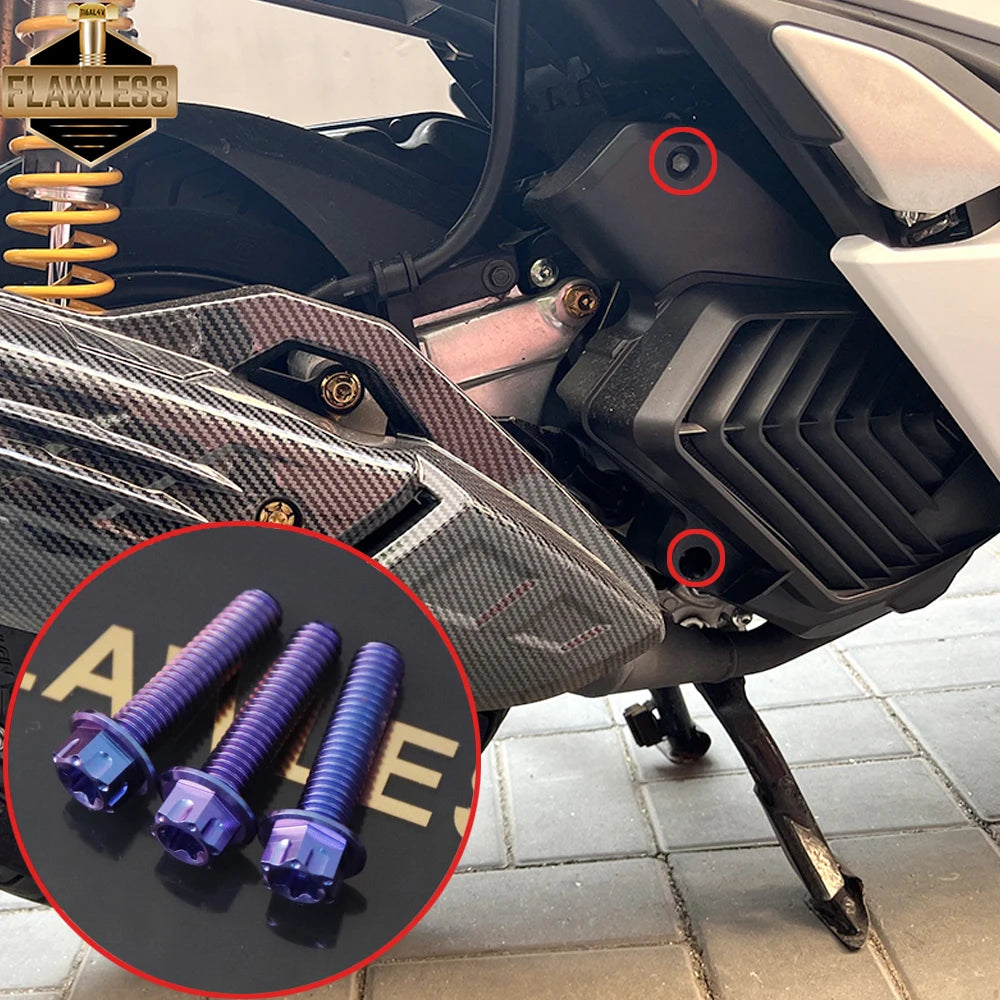 FLAWLESSTI Gr5 Titán forgattyúház Légszűrőház Hűtő Motorolaj Lengőkar Féktárcsa Kipufogócső Hátsó Lengéscsillapító Csavar Honda PCX 160-hoz
