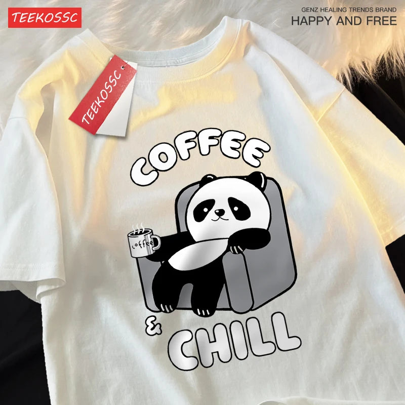Kávé Panda Élvezi az időt Pólók Férfi Női