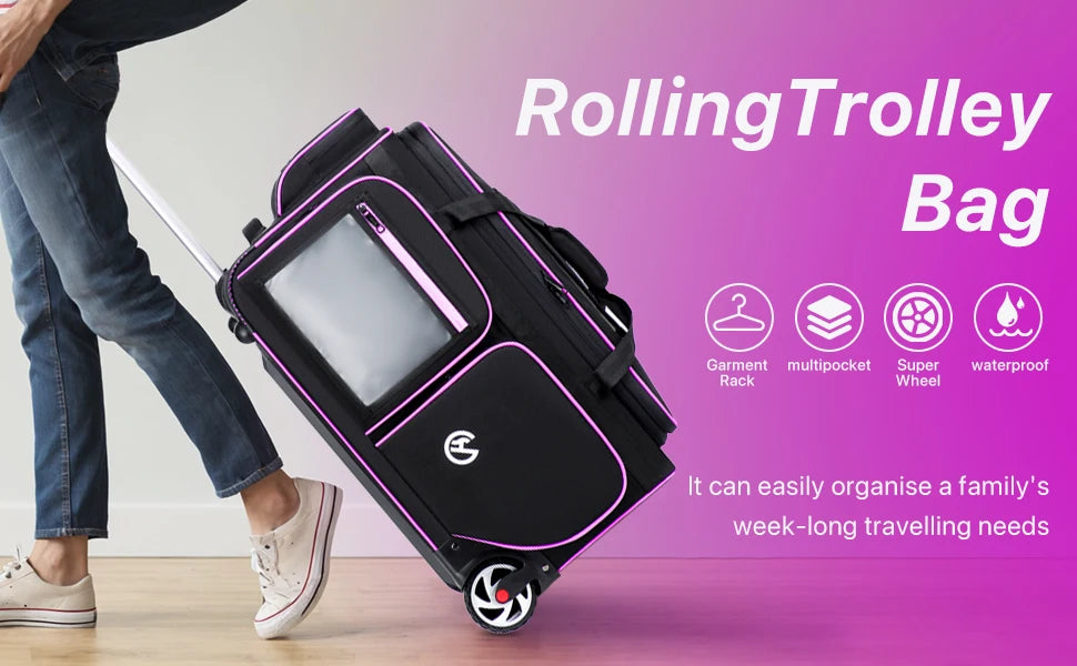 Nagy kapacitású üzleti gurulós utazótáska, kézipoggyász, laptoptáska, ruhaszárító állvánnyal, multifunkcionális utazótáska