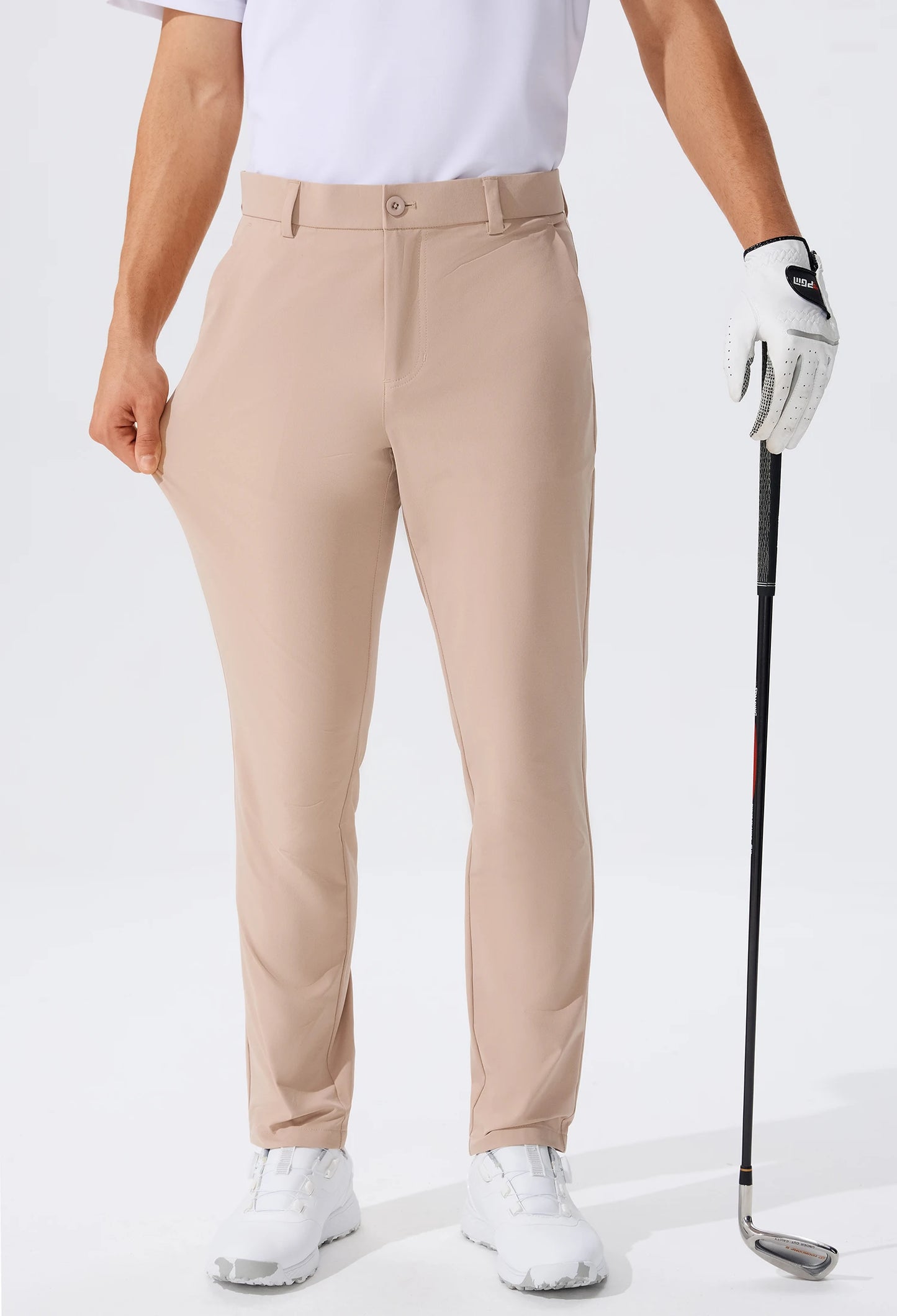 Férfi lezser golfnadrág, rugalmas, vékony, egyenes, könnyű, minőségi üzleti nadrág, golf sportnadrág, 30-34-es belső szárhossz