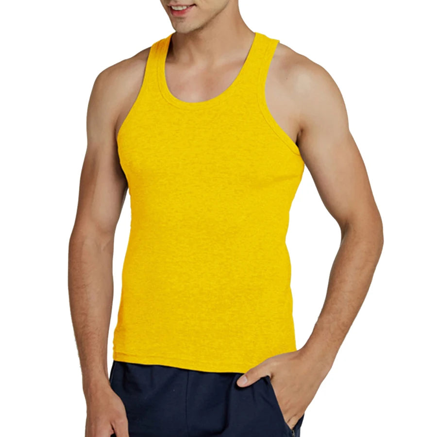 Férfi Tank Tops Fitness Hűvös Nyári 100% Pamut Ujjatlan Felsők Edzőterem Slim Alsóing  10 Szín 1DB