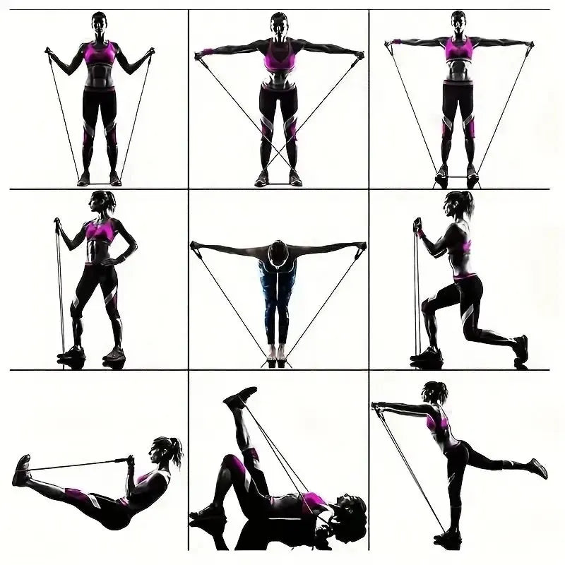 11 db-os TPE ellenállás-szalag szett, fitneszszalag, húzókötél, rugalmas edzőszalag ajtóra akasztható fogantyúkkal, hordtáskával, lábakkal, bokapántokkal