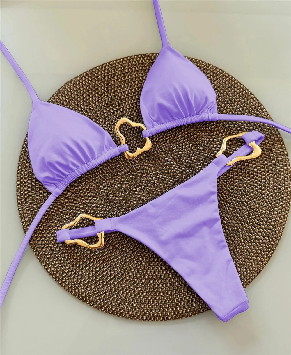 Szexi, pántnélküli, mikro bikini 2025 női fürdőruha, egyszínű, tanga bikinik, brazil strandruha, biquini női