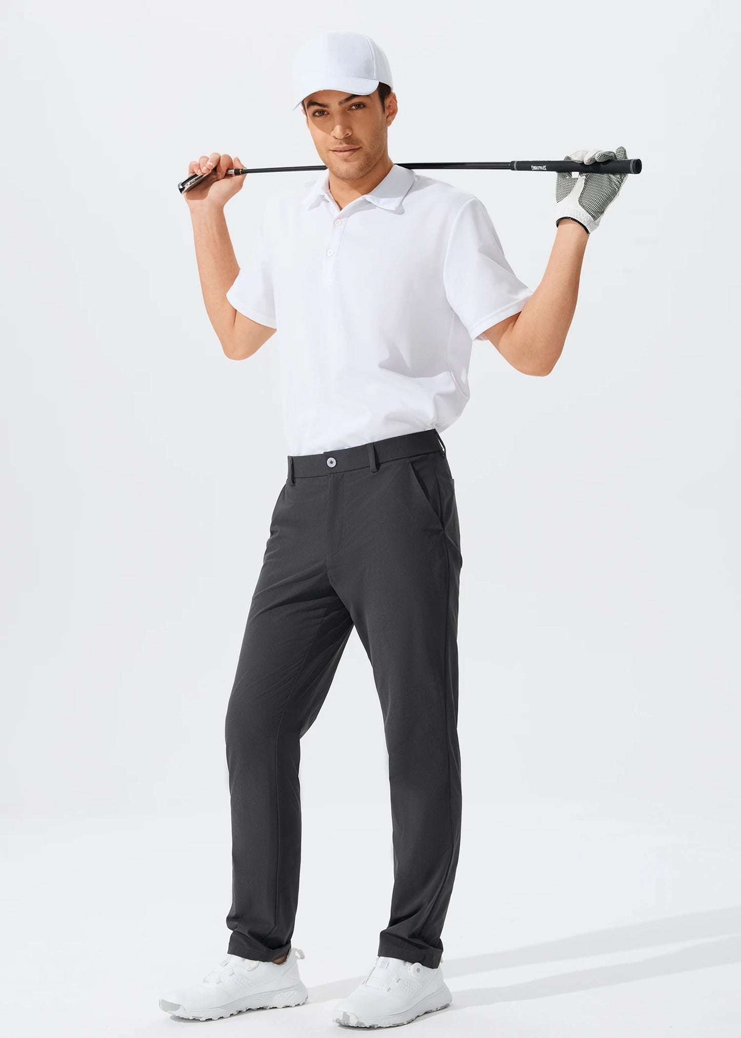 Férfi lezser golfnadrág, rugalmas, vékony, egyenes, könnyű, minőségi üzleti nadrág, golf sportnadrág, 30-34-es belső szárhossz