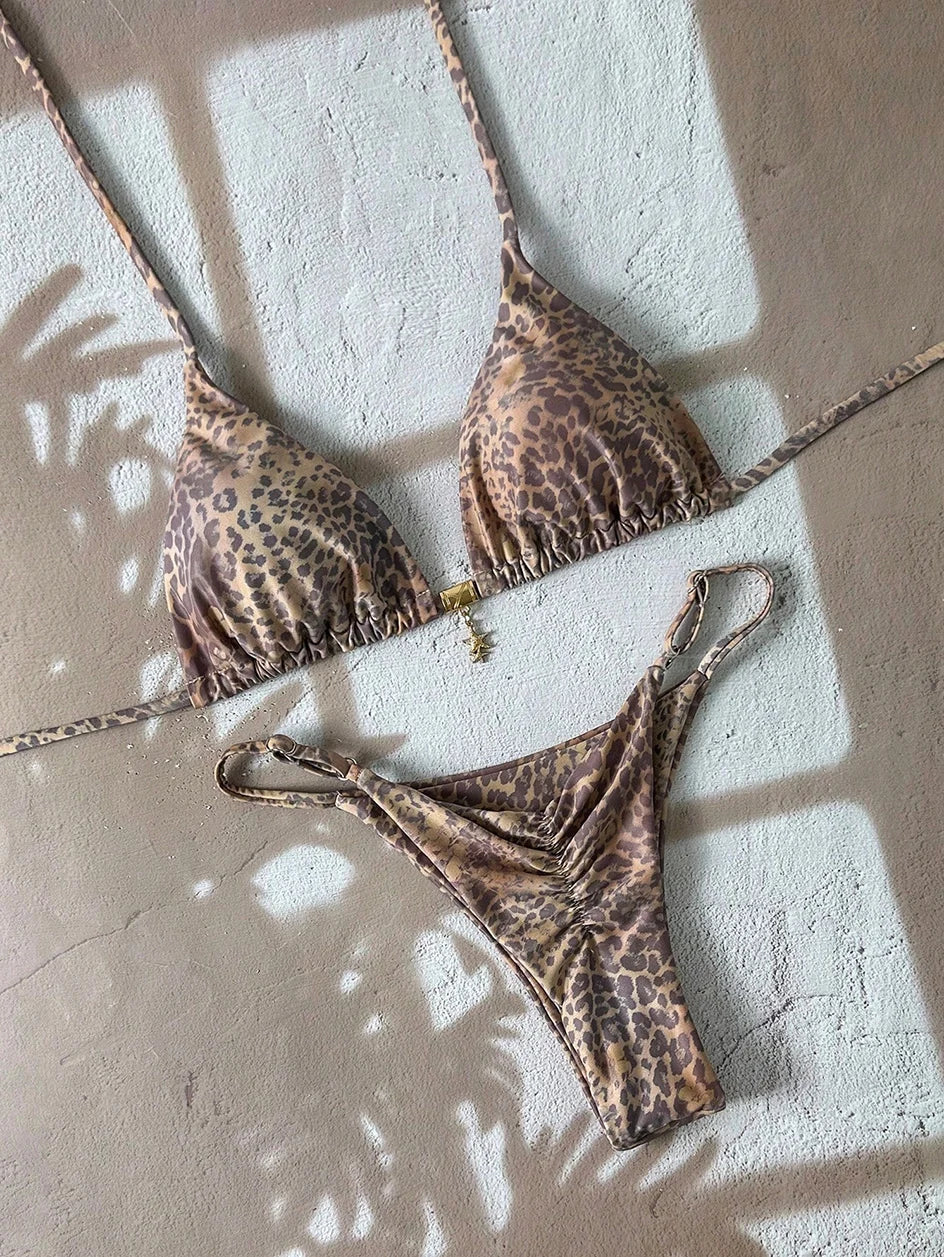 Micro Bikini Női Fürdőruha Kétrészes Fürdőruha Női Fürdőruha 2026 Szexi Leopárdmintás Push Up Tanga Bikinik Szettek Strandruha Nyári