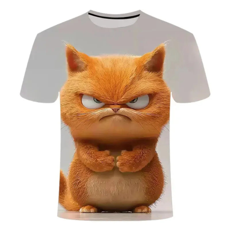 Vicces macskamintás póló férfiaknak, állatos 3D nyomtatott pólók, nyári, laza, rövid ujjú felsők, lezser, kerek nyakú