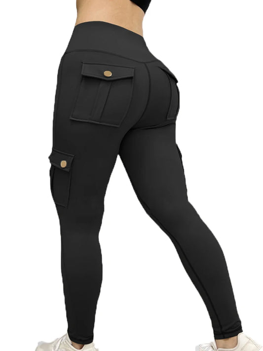 Zsebes edzőnadrág női magas derekú divatos fitnesznadrág vékony, rugalmas, kültéri, kényelmes sportleggings