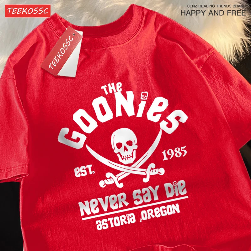 A Goonies Never Say Die pólók Férfi Női Kényelmes, kereknyakú Lélegző pamut Utcai laza páros ruházat