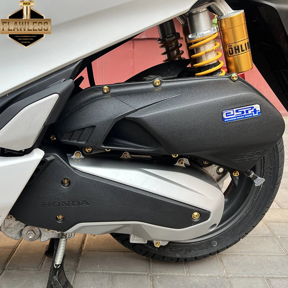 FLAWLESSTI Gr5 Titán forgattyúház Légszűrőház Hűtő Motorolaj Lengőkar Féktárcsa Kipufogócső Hátsó Lengéscsillapító Csavar Honda PCX 160-hoz
