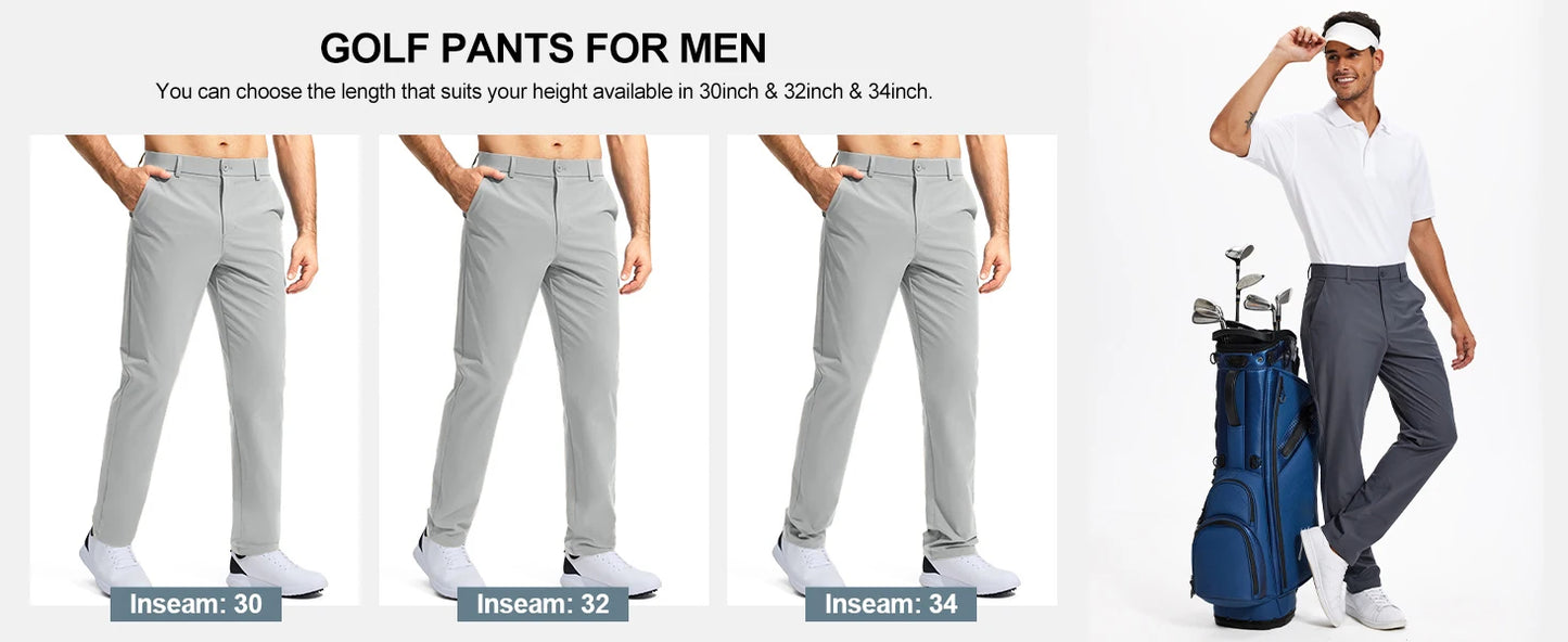 Férfi golfnadrág 30"/32"/34" Stretch munkaruha nadrág Slim, egyenes szabású, könnyű, minőségi üzleti nadrág, lezser öltönynadrág