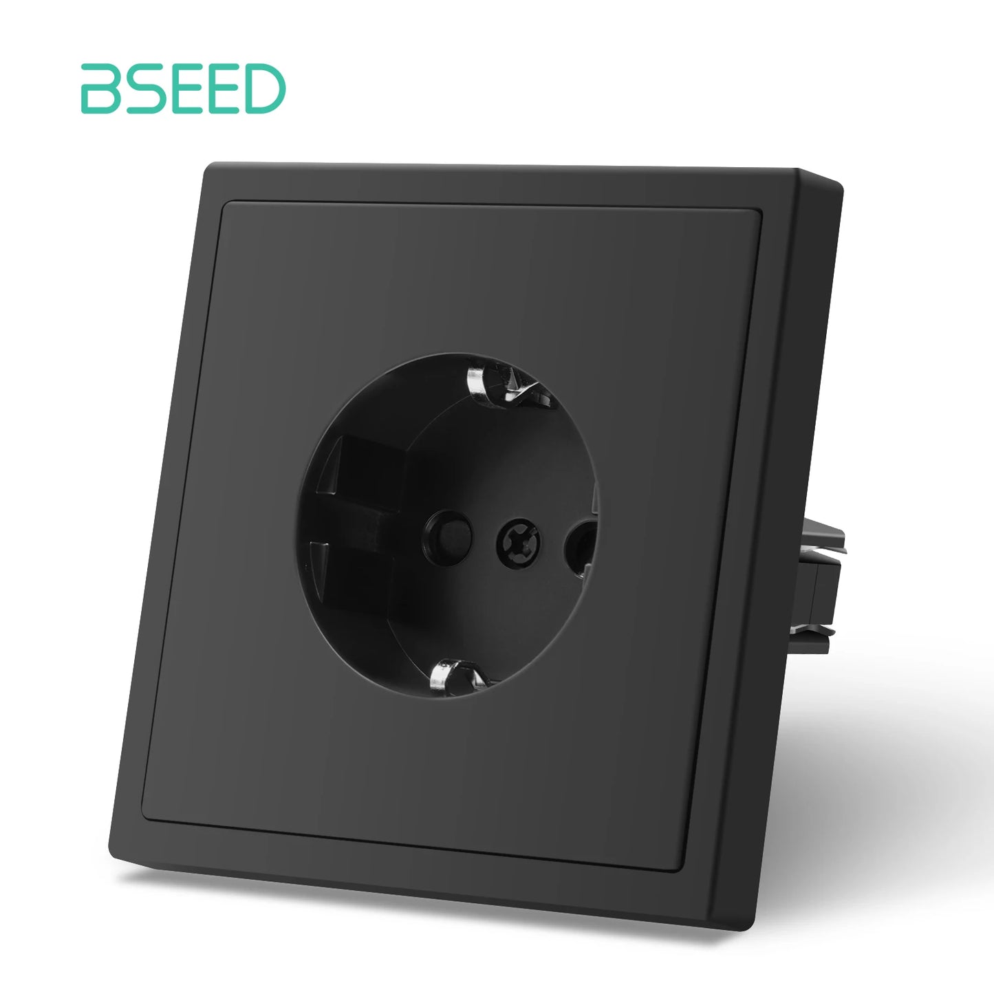 BSEED 1/2-es mechanikus gombos kapcsolók, 1 állású, EU fali aljzatok, USB tápcsatlakozókkal, műanyag panel, LED-ek nélkül, fekete sorozat