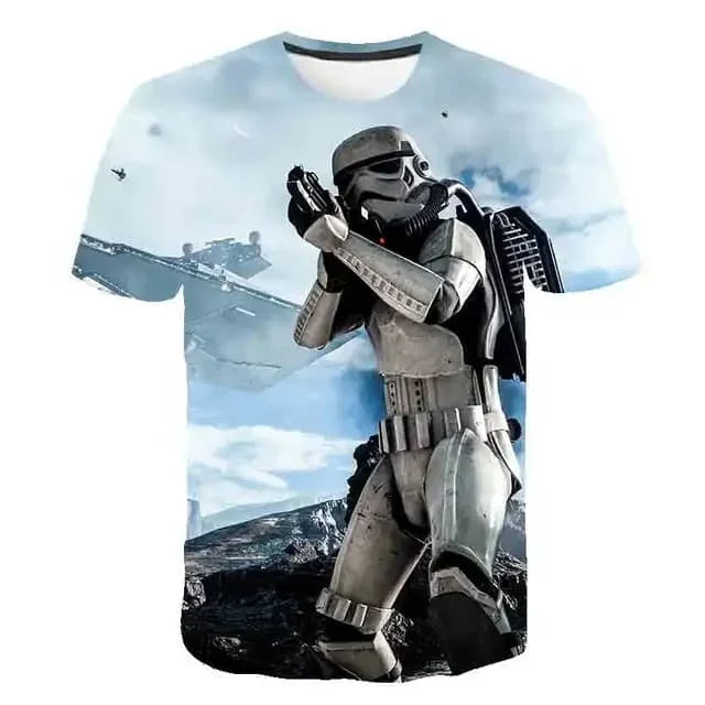 Star Wars 3D-s nyomtatott gyerek rövid ujjú, filmes mintás póló, lélegző, utcai viselet, rajongóknak, mindennapi viselet és ajándék