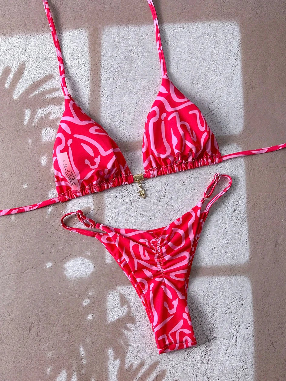 Micro Bikini Női Fürdőruha Kétrészes Fürdőruha Női Fürdőruha 2026 Szexi Leopárdmintás Push Up Tanga Bikinik Szettek Strandruha Nyári
