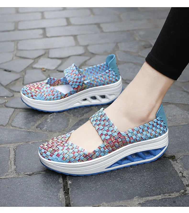 2025 Új Női Cipők Kézzel Szőtt Alkalmi Cipők Vastag Alsó Lélegző Egyszemélyes Szandálok Slip-on Lazy Travel Shoe Chaussure Femme