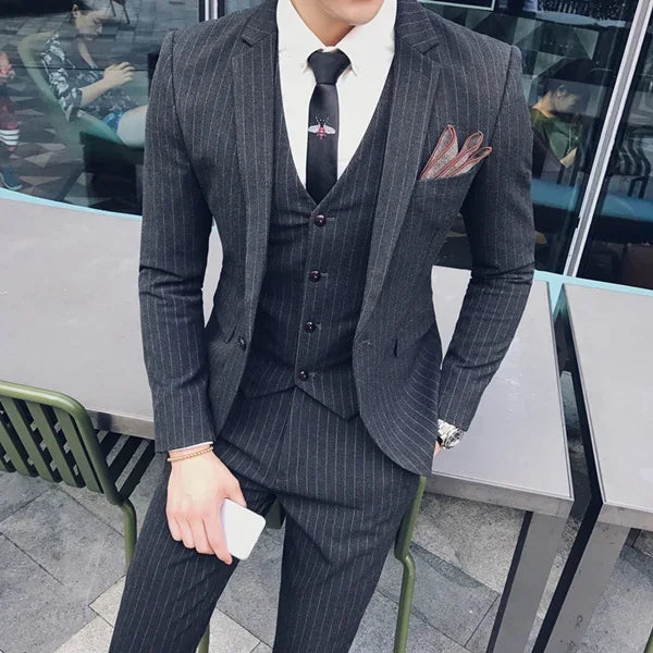 S-7XL (Zakett+Mellény+Nadrág) Divatos Butik Rácsos Formális Üzleti Férfi Öltöny 3 Részes Szett Vőlegényi Esküvői Ruha Kockás Öltöny Bemutató Színpadra