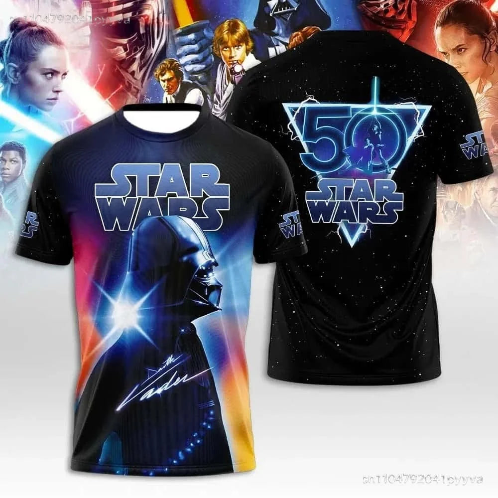 Star Wars 50. évfordulós póló - Férfi és női, gyerek, hétköznapi, partira és tematikus eseményre való, mintás, nyári rövid ujjú felső