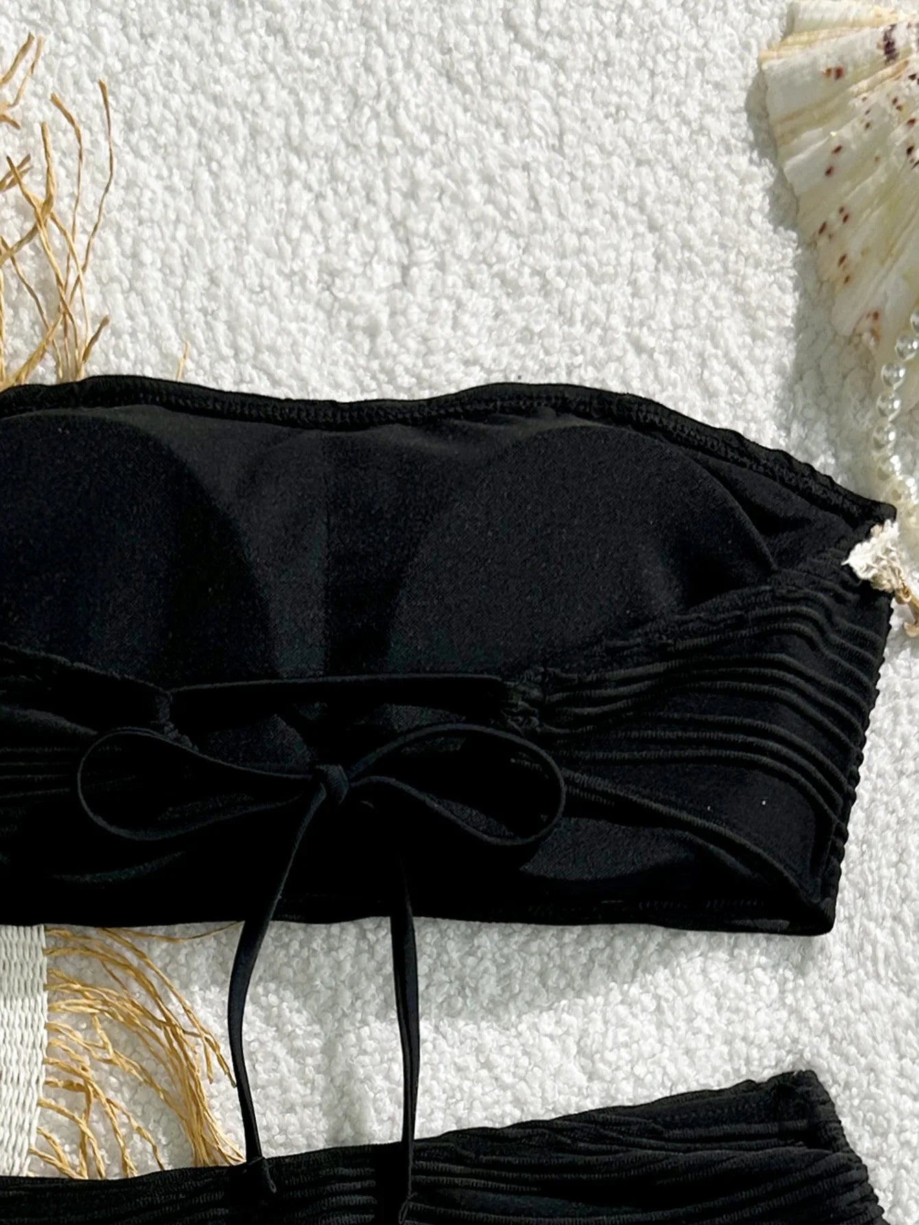 XS - XL Bandeau ráncos, magas kivágású bikini női fürdőruha női fürdőruha kétrészes bikiniszett kagyló fürdőruha úszás