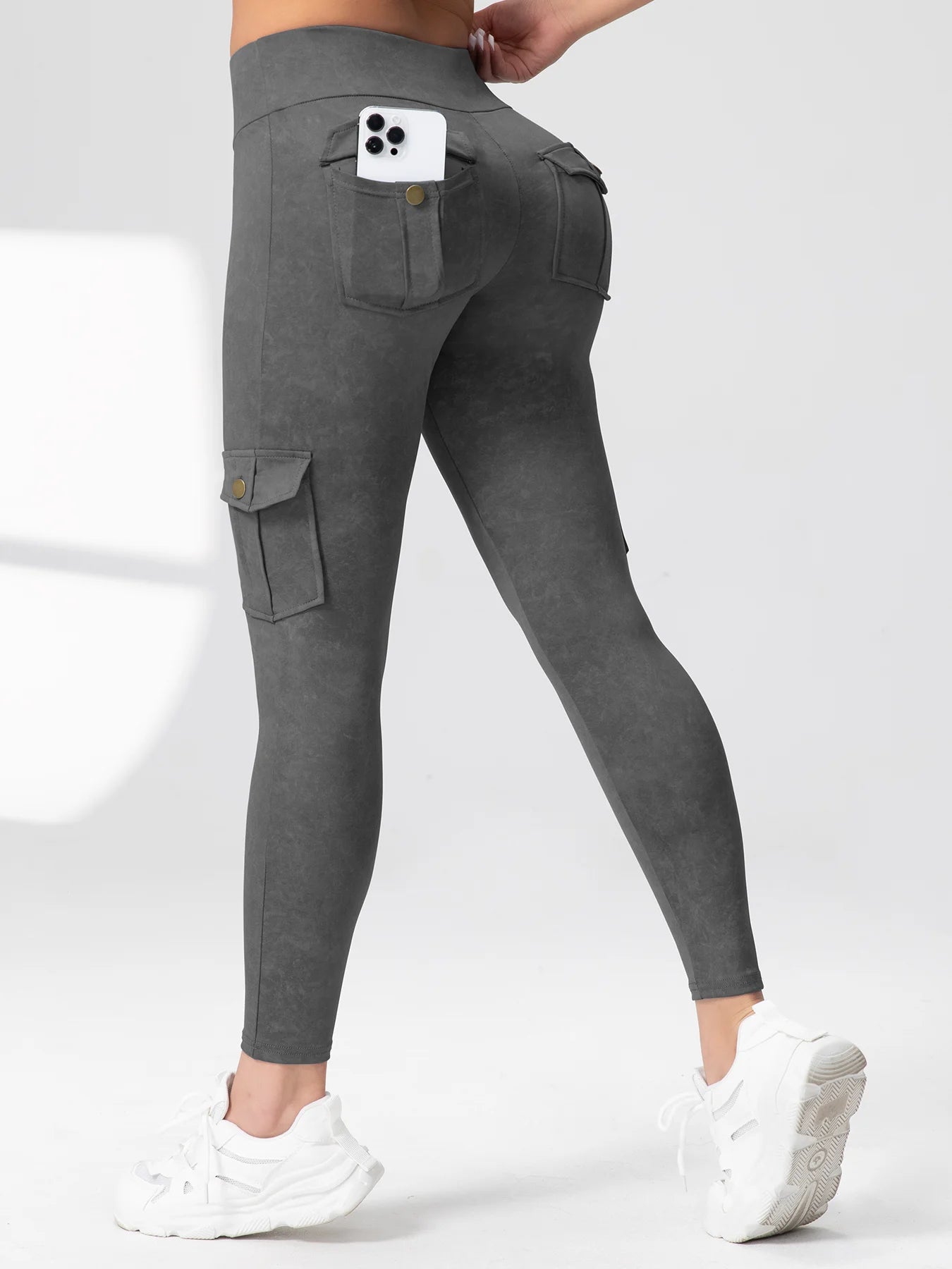 Zsebes edzőnadrág női magas derekú divatos fitnesznadrág vékony, rugalmas, kültéri, kényelmes sportleggings