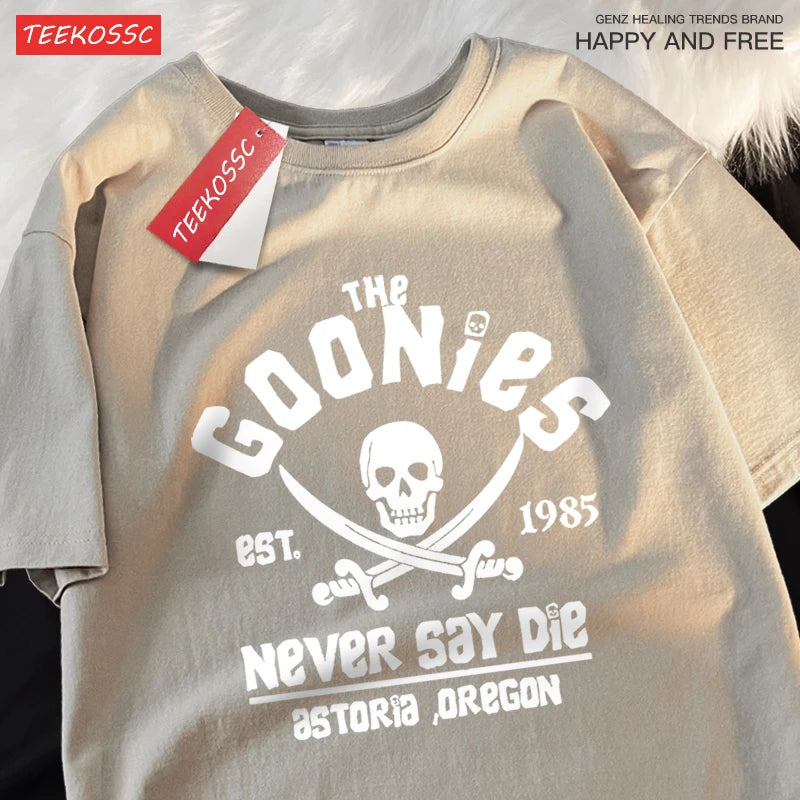 A Goonies Never Say Die pólók Férfi Női Kényelmes, kereknyakú Lélegző pamut Utcai laza páros ruházat