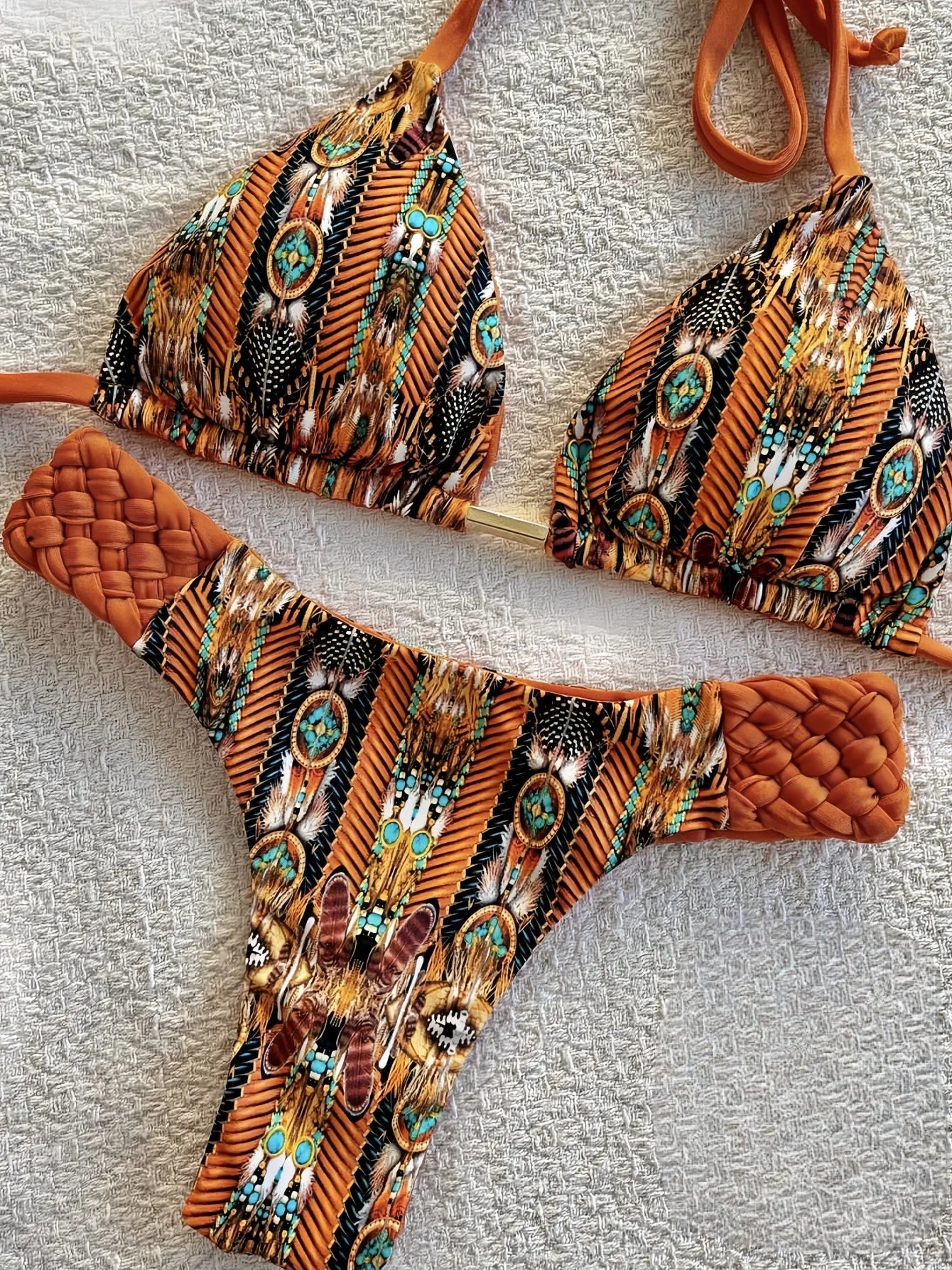 RUOTONSEPT nyomtatott pántnélküli mini tanga magas kivágású bikini női fürdőruha női fürdőruha kétrészes bikiniszett fürdőruha úszás