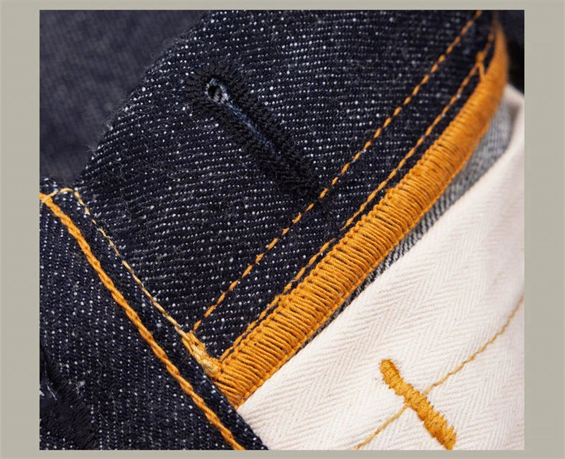 Piros Tornado 55501 Laza Egyenes Fazonú Férfi Farmer Raw Selvedge Farmer Nadrág Amekaji