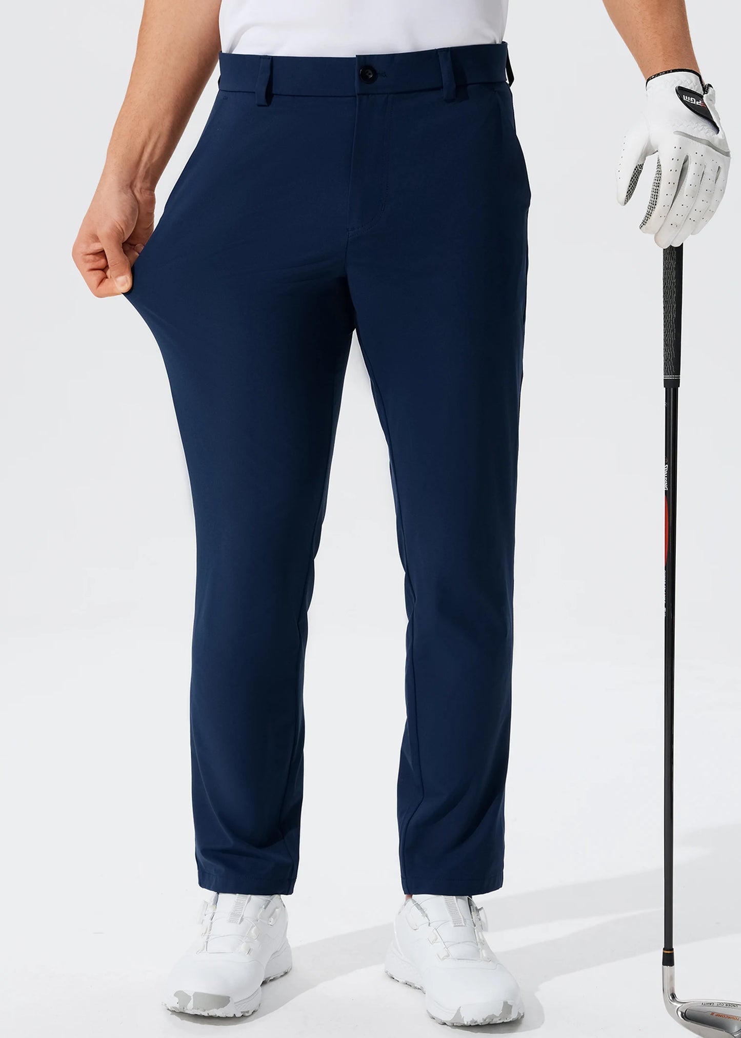 Férfi lezser golfnadrág, rugalmas, vékony, egyenes, könnyű, minőségi üzleti nadrág, golf sportnadrág, 30-34-es belső szárhossz
