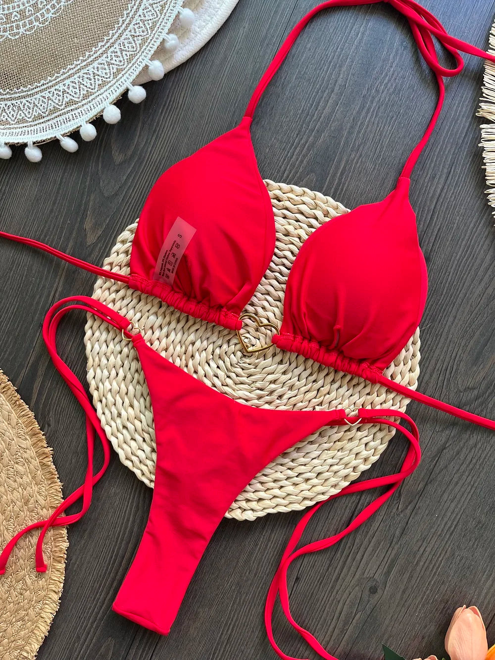RUOTONSEPT Szexi Pántnélküli Egyszínű Bikini Szett Női Fürdőruha Kétrészes Háromszög Tanga Fürdőruha Brazil Bikinik