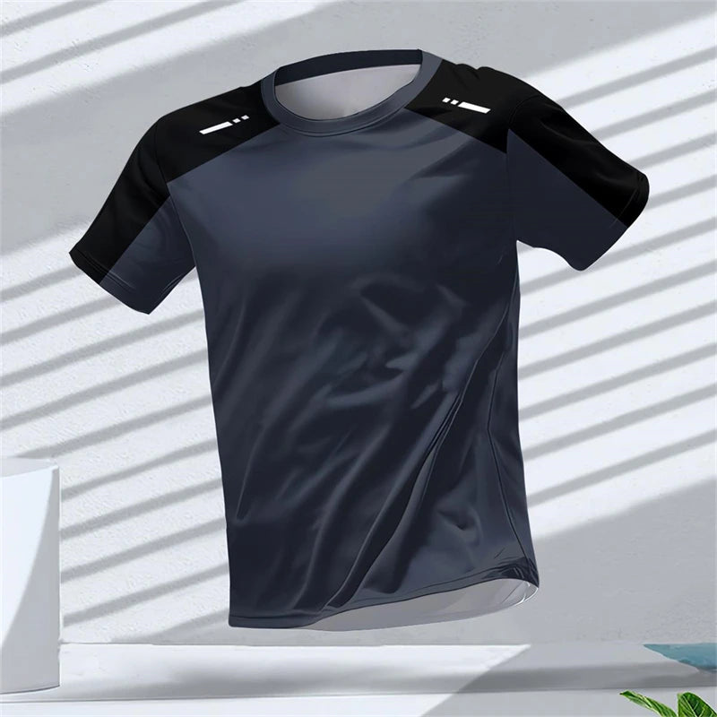 Divatos futó sportpólók férfiaknak, nyári, hétköznapi, szabadtéri fitnesz, 3D nyomtatott, laza, gyorsan száradó, lélegző pólók, felsők