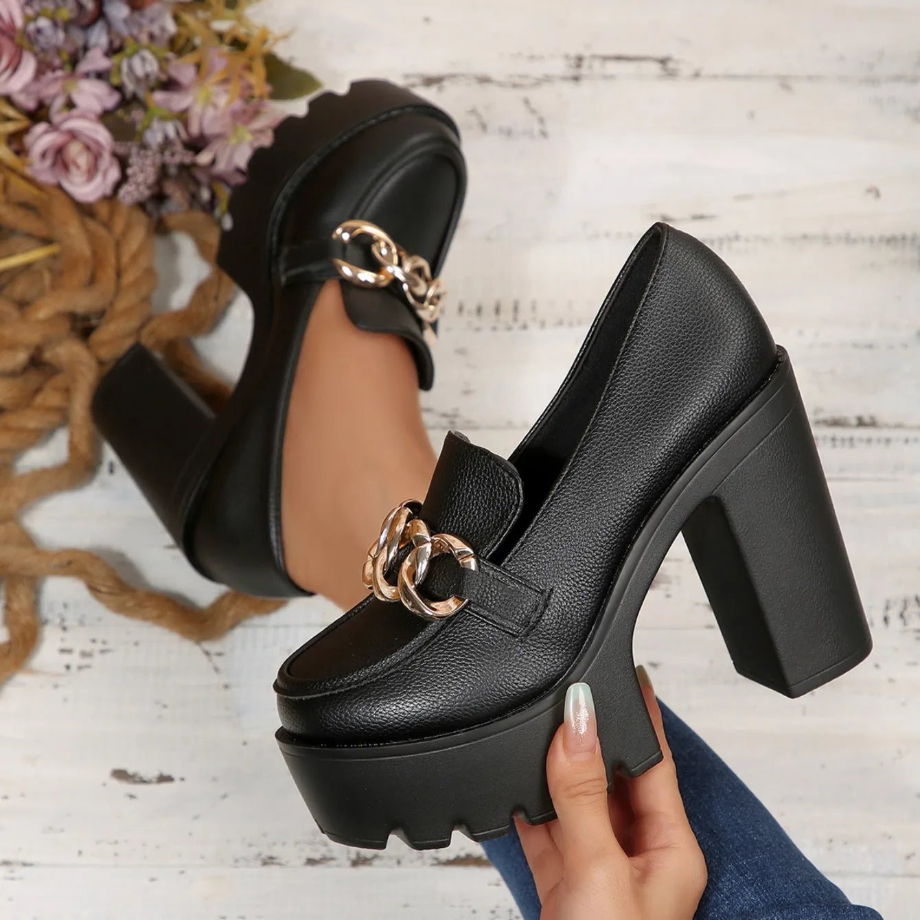 2025 Női Cipők Divat Kültéri Vastag Sarkú Platform Cipő Női Party Új, Vastag Magas Sarkú Pumps Női Zapatos De Mujer