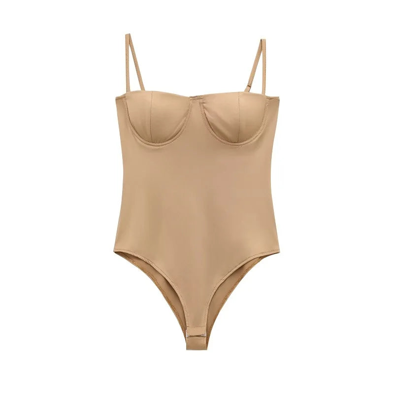 MUJER Szexi szatén body Női Hát nélküli Bustier Top Női Szexi Ruhák Fehérnemű Bodyk Női Ujjatlan Női Top Body