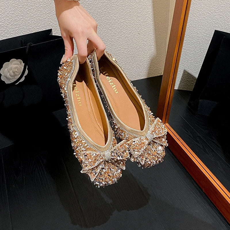 Női cipők, gyönyörű, masnis, alkalmi cipők, női divatos, négyzet alakú, lapos cipő, luxus designer cipők, Zapatos Mujer