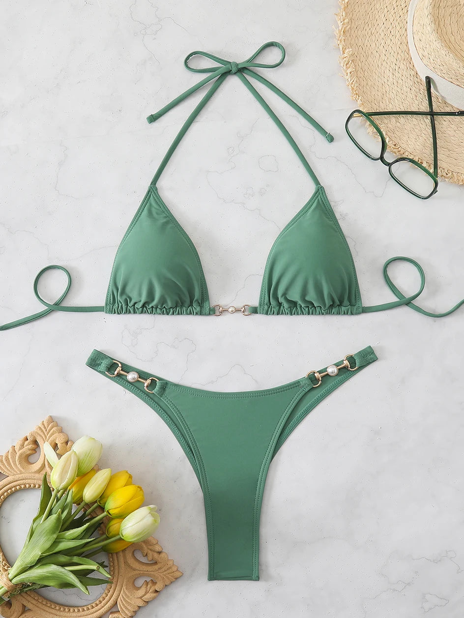 Szexi mikro bikini 2026 női láncos fürdőruha női fürdőruha tanga bikinik szett brazil kétrészes fürdőruha strandruha fürdőruha fürdőző