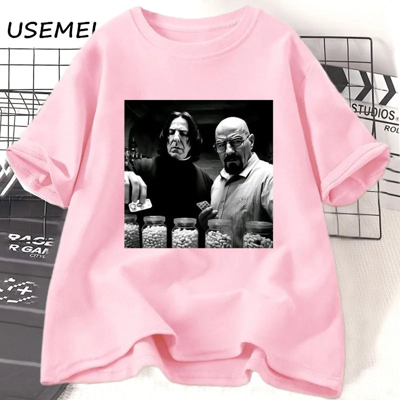 Vintage Walter in Lab póló Férfi Breaking Bad póló Vicces grafikus pólók Unisex pamut rövid ujjú póló Utcai viselet