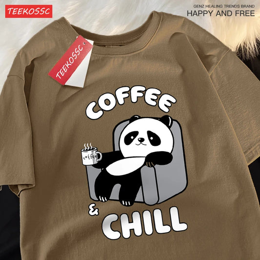 Kávé Panda Élvezi az időt Pólók Férfi Női