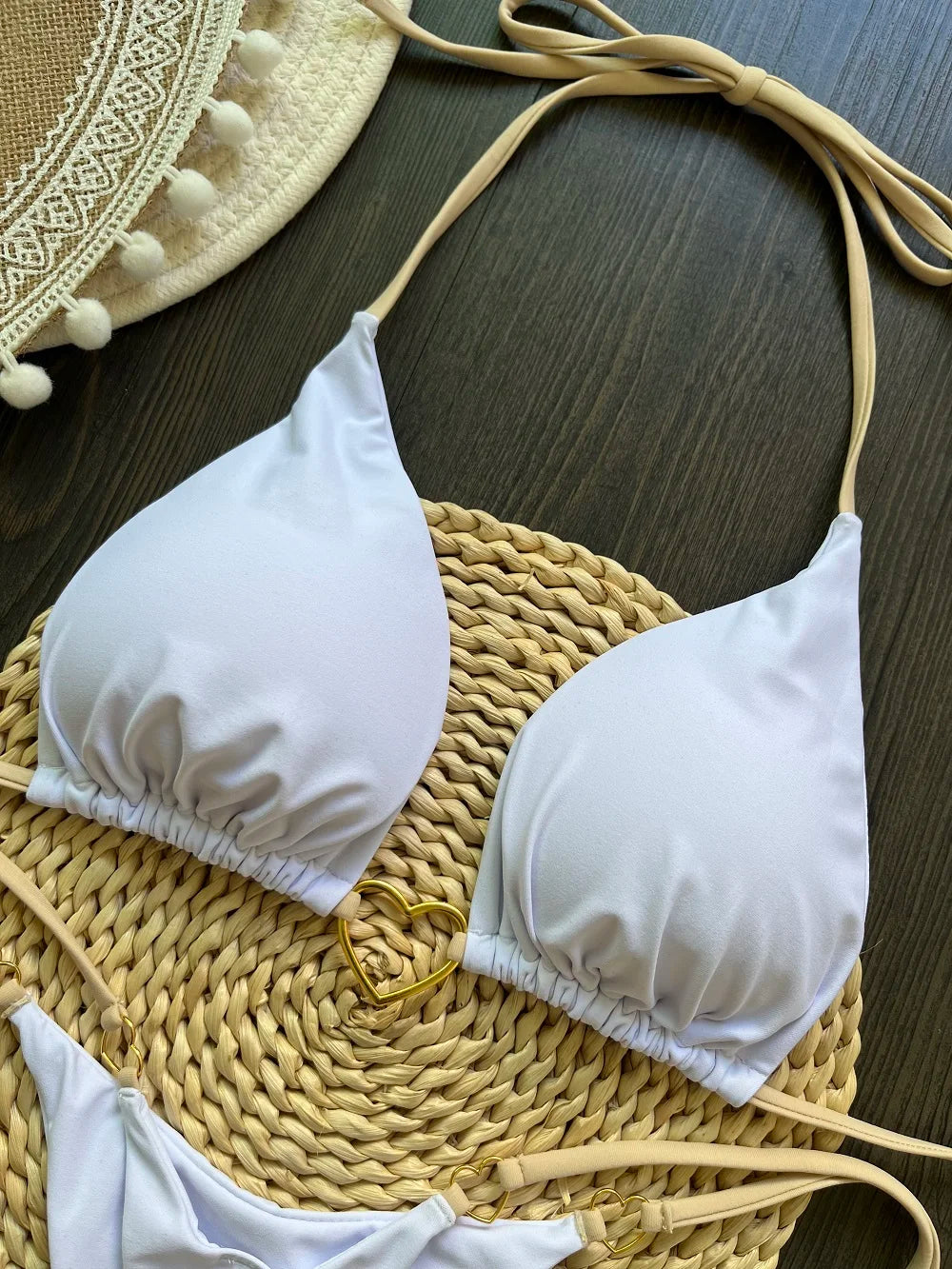 RUOTONSEPT Szexi Pántnélküli Egyszínű Bikini Szett Női Fürdőruha Kétrészes Háromszög Tanga Fürdőruha Brazil Bikinik