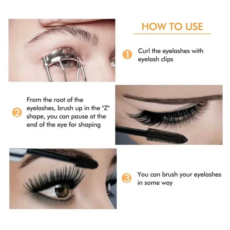 3D Mascara Waterproof Extra Volume Long -lasting Hyper-Curl Lengthening Eyelash Non-smudging Eyelashes Black Mascara Makeup