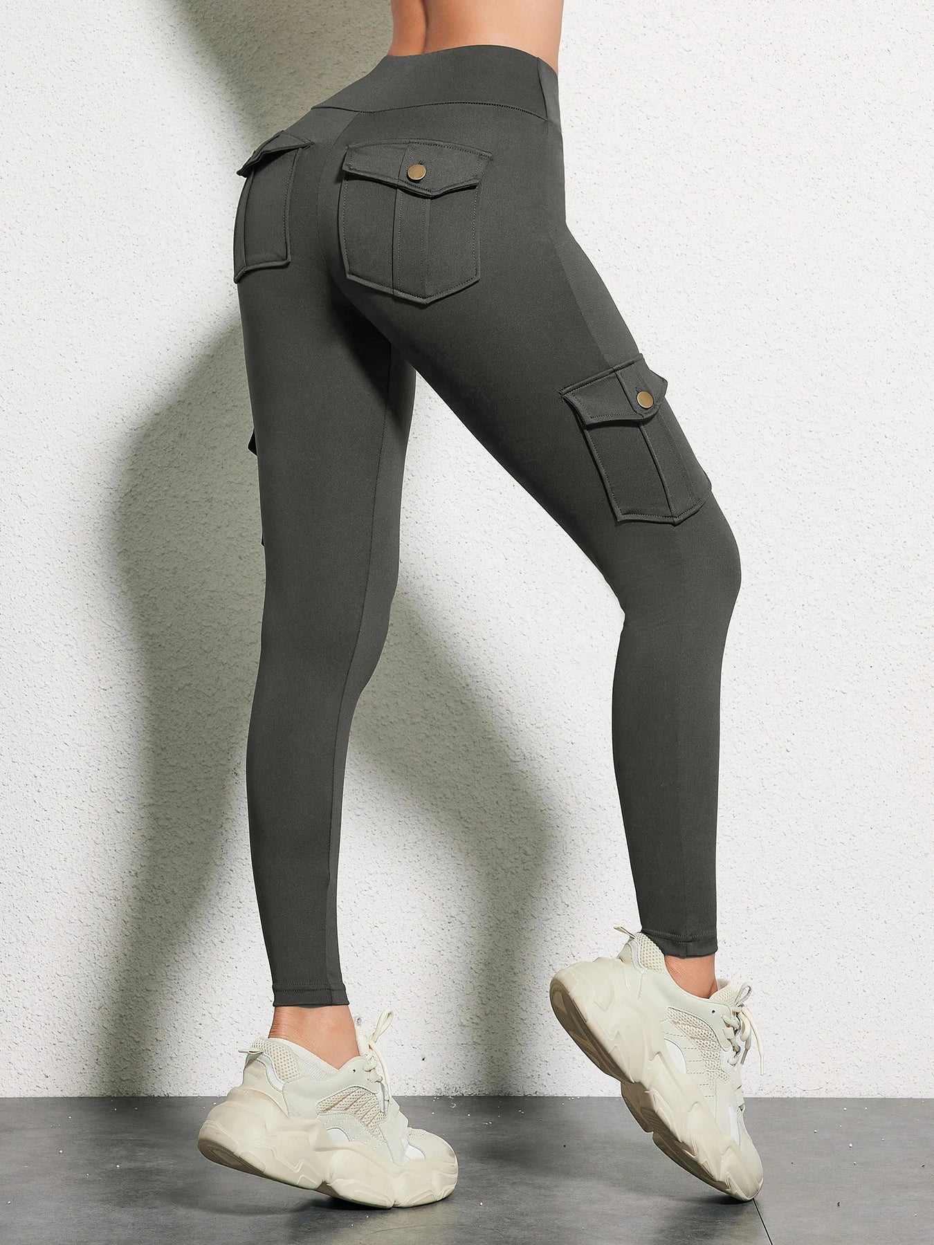 Zsebes edzőnadrág női magas derekú divatos fitnesznadrág vékony, rugalmas, kültéri, kényelmes sportleggings